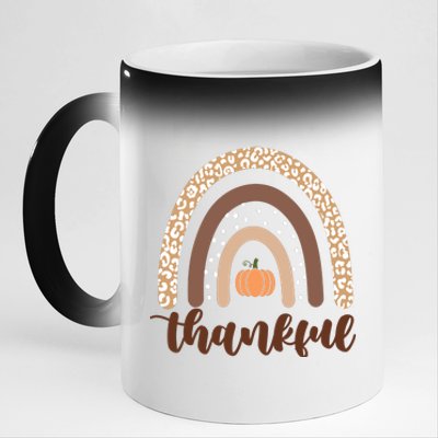 Thankful Fall Autumn Pumpkin Rainbow 11oz Black Color Changing Mug