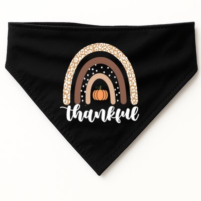 Thankful Fall Autumn Pumpkin Rainbow USA-Made Doggie Bandana
