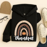 Thankful Fall Autumn Pumpkin Rainbow Hoodie