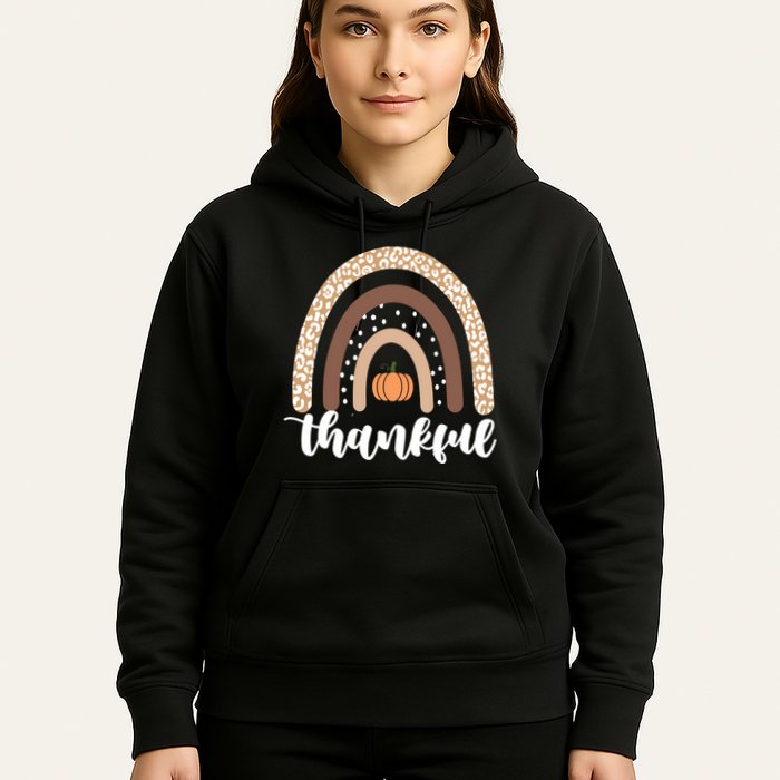 Thankful Fall Autumn Pumpkin Rainbow Hoodie