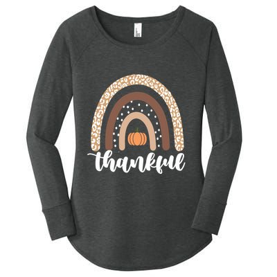 Thankful Fall Autumn Pumpkin Rainbow Women's Perfect Tri Tunic Long Sleeve Shirt