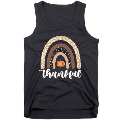 Thankful Fall Autumn Pumpkin Rainbow Tank Top