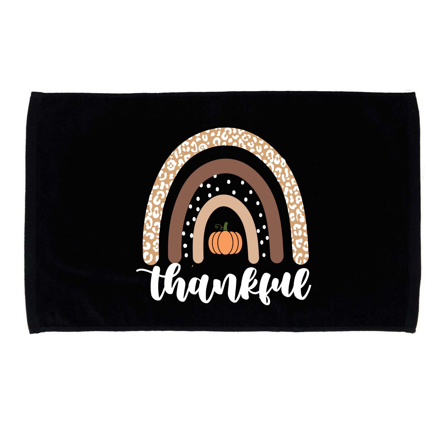 Thankful Fall Autumn Pumpkin Rainbow Microfiber Hand Towel