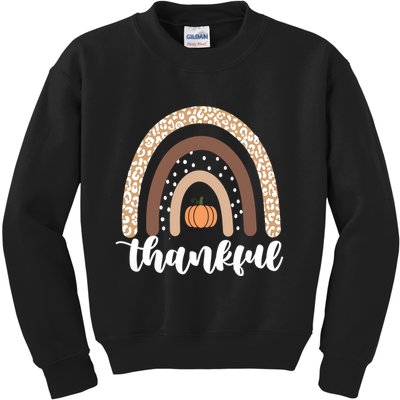Thankful Fall Autumn Pumpkin Rainbow Kids Sweatshirt