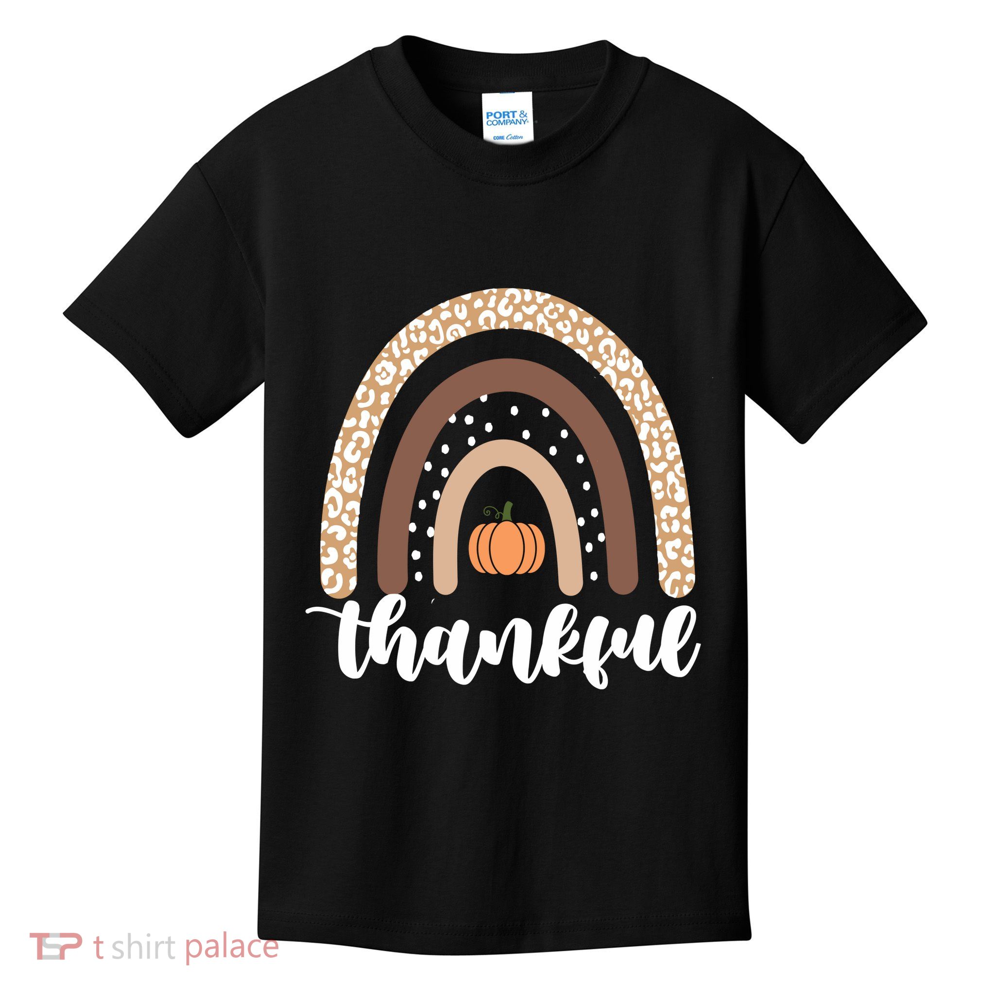 Thankful Fall Autumn Pumpkin Rainbow Kids T-Shirt