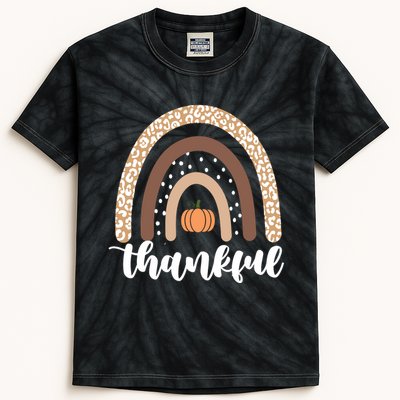 Thankful Fall Autumn Pumpkin Rainbow Kids Tie-Dye T-Shirt