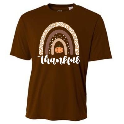 Thankful Fall Autumn Pumpkin Rainbow Cooling Performance Crew T-Shirt