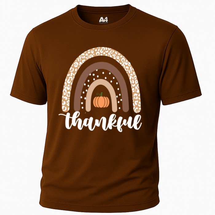 Thankful Fall Autumn Pumpkin Rainbow Cooling Performance Crew T-Shirt