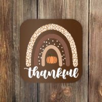 Thankful Fall Autumn Pumpkin Rainbow Coaster