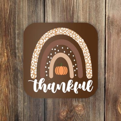 Thankful Fall Autumn Pumpkin Rainbow Coaster