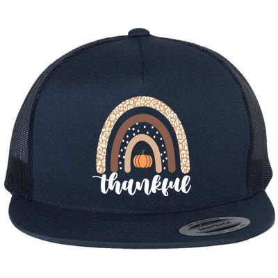 Thankful Fall Autumn Pumpkin Rainbow Flat Bill Trucker Hat