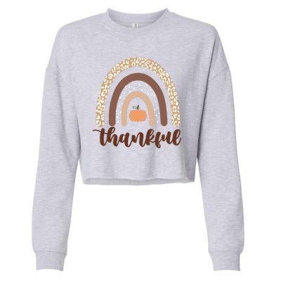 Thankful Fall Autumn Pumpkin Rainbow Cropped Pullover Crew