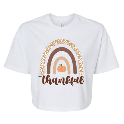 Thankful Fall Autumn Pumpkin Rainbow Bella+Canvas Jersey Crop Tee