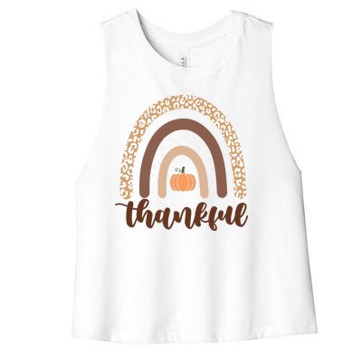 Thankful Fall Autumn Pumpkin Rainbow Women's Racerback Cropped Tank