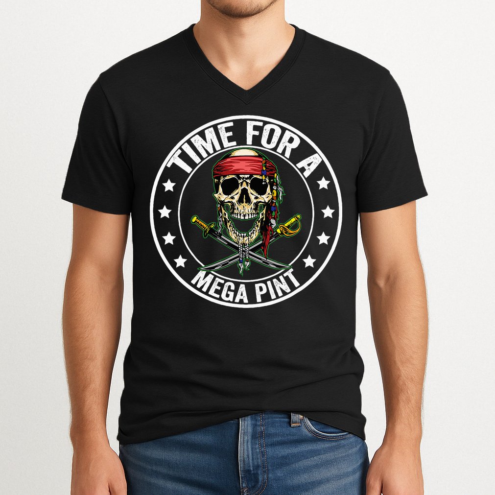 Time For A Mega Pint V-Neck T-Shirt