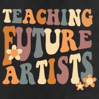 Teaching Future Artists Retro Teacher Students Women 7 Panel Mesh Trucker Snapback Hat