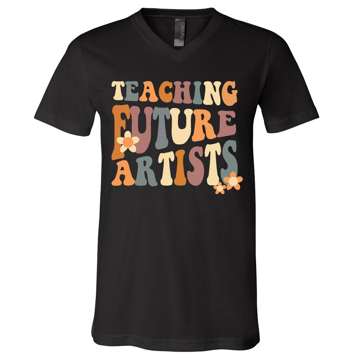 Teaching Future Artists Retro Teacher Students Women V-Neck T-Shirt