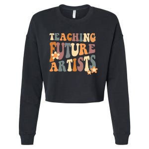 Teaching Future Artists Retro Teacher Students Women Cropped Pullover Crew