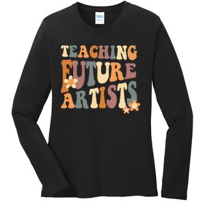 Teaching Future Artists Retro Teacher Students Women Ladies Long Sleeve Shirt