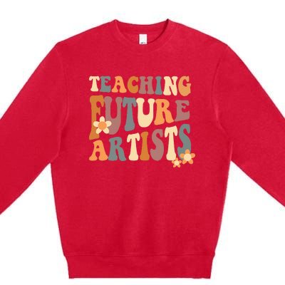 Teaching Future Artists Retro Teacher Students Women Premium Crewneck Sweatshirt