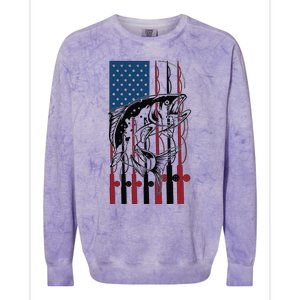 Trout Fishing American Flag Trout Fisherman Colorblast Crewneck Sweatshirt