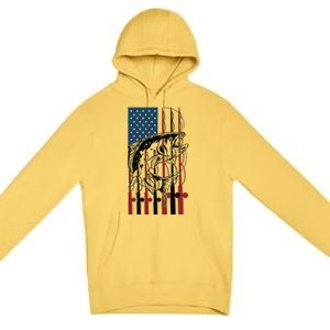 Trout Fishing American Flag Trout Fisherman Premium Pullover Hoodie