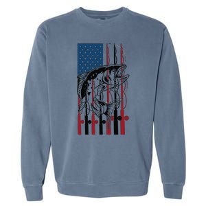 Trout Fishing American Flag Trout Fisherman Garment-Dyed Sweatshirt