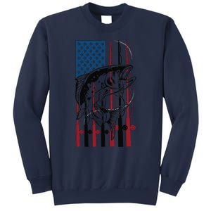 Trout Fishing American Flag Trout Fisherman Sweatshirt