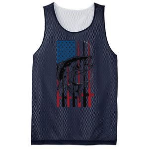 Trout Fishing American Flag Trout Fisherman Mesh Reversible Basketball Jersey Tank