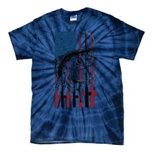 Trout Fishing American Flag Trout Fisherman Tie-Dye T-Shirt