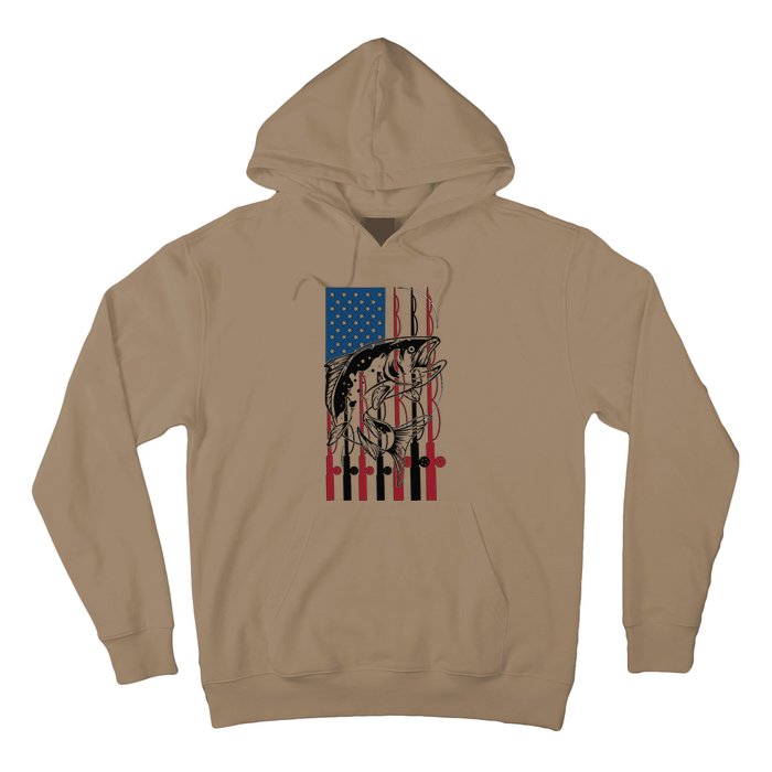 Trout Fishing American Flag Trout Fisherman Hoodie