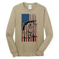 Trout Fishing American Flag Trout Fisherman Tall Long Sleeve T-Shirt