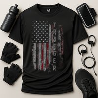 Traeger Family American Flag Cooling Performance Crew T-Shirt