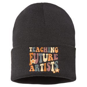 Teaching Future Artists Retro Teacher Students Women Sustainable Knit Beanie