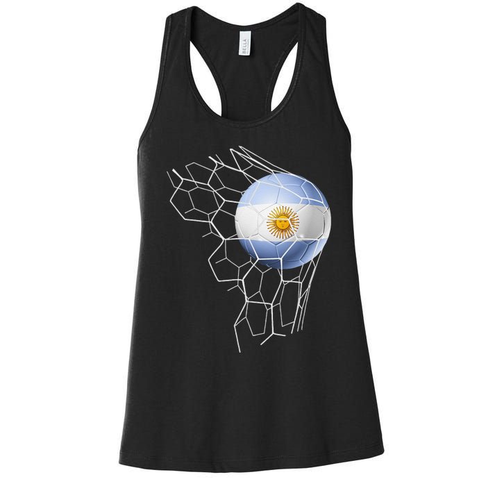 Team Fan Argentine Flag Patriotic Argentina Soccer Women's Racerback Tank