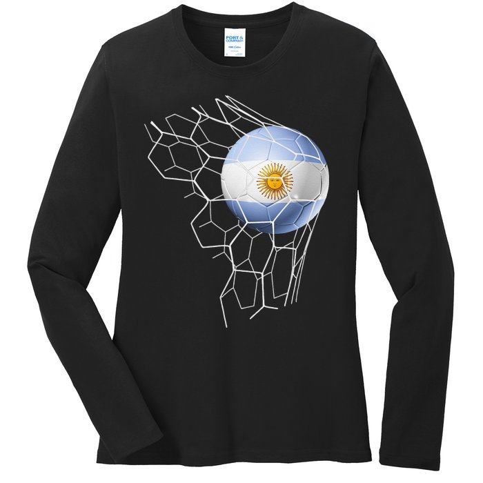 Team Fan Argentine Flag Patriotic Argentina Soccer Ladies Long Sleeve Shirt