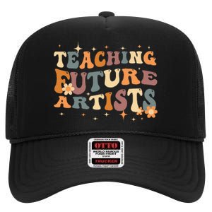 Teaching Future Artists Retro Teacher Students High Crown Mesh Back Trucker Hat