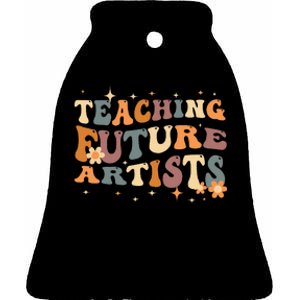 Teaching Future Artists Retro Teacher Students Ceramic Bell Ornament