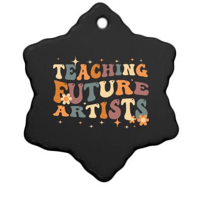 Teaching Future Artists Retro Teacher Students Ceramic Star Ornament