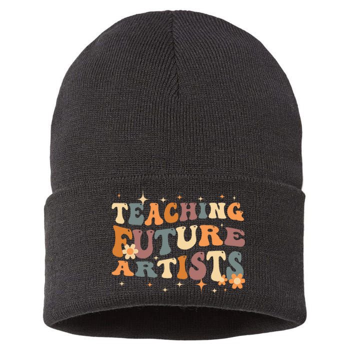 Teaching Future Artists Retro Teacher Students Sustainable Knit Beanie