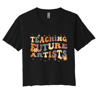 Teaching Future Artists Retro Teacher Students Women's Crop Top Tee