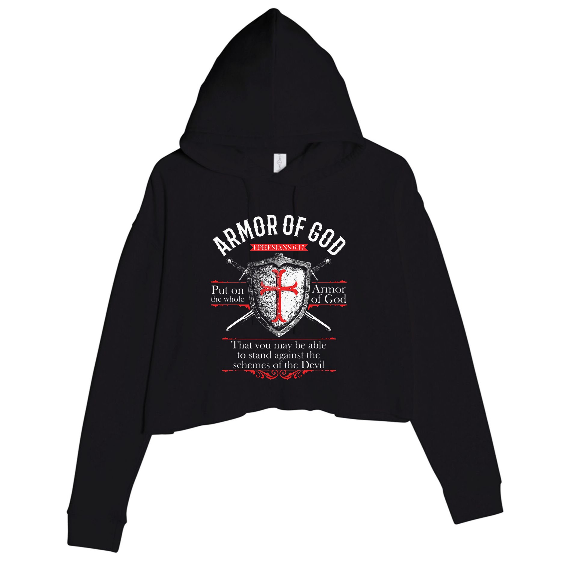 The Full Armor Of God Ephesians 617 Crop Fleece Hoodie
