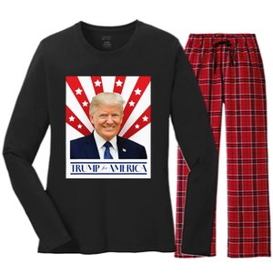 Trump For America 2024 Presidential Election Women's Long Sleeve Flannel Pajama Set 