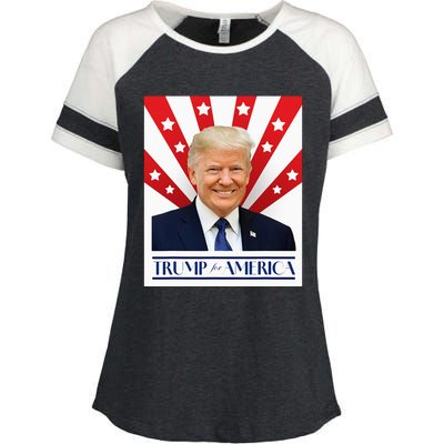 Trump For America 2024 Presidential Election Enza Ladies Jersey Colorblock Tee