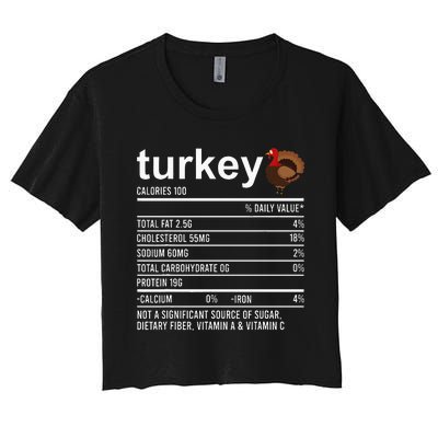 Thanksgiving Food Apparel Turkey Nutrition Fact Women's Crop Top Tee