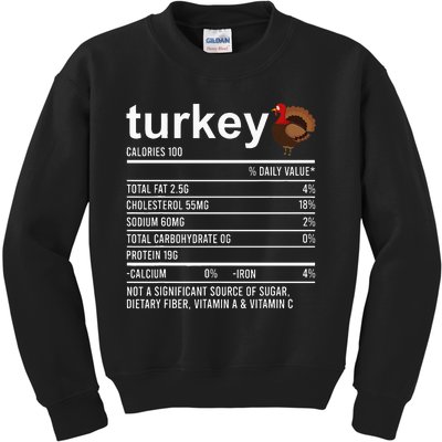 Thanksgiving Food Apparel Turkey Nutrition Fact Kids Sweatshirt