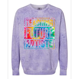 Teaching Future Artists Retro Teacher Colorblast Crewneck Sweatshirt