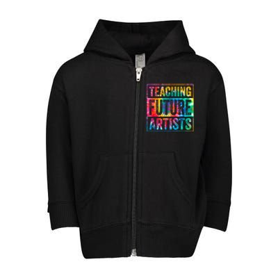 Teaching Future Artists Retro Teacher Toddler Zip Fleece Hoodie