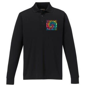 Teaching Future Artists Retro Teacher Performance Long Sleeve Polo