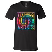 Teaching Future Artists Retro Teacher V-Neck T-Shirt